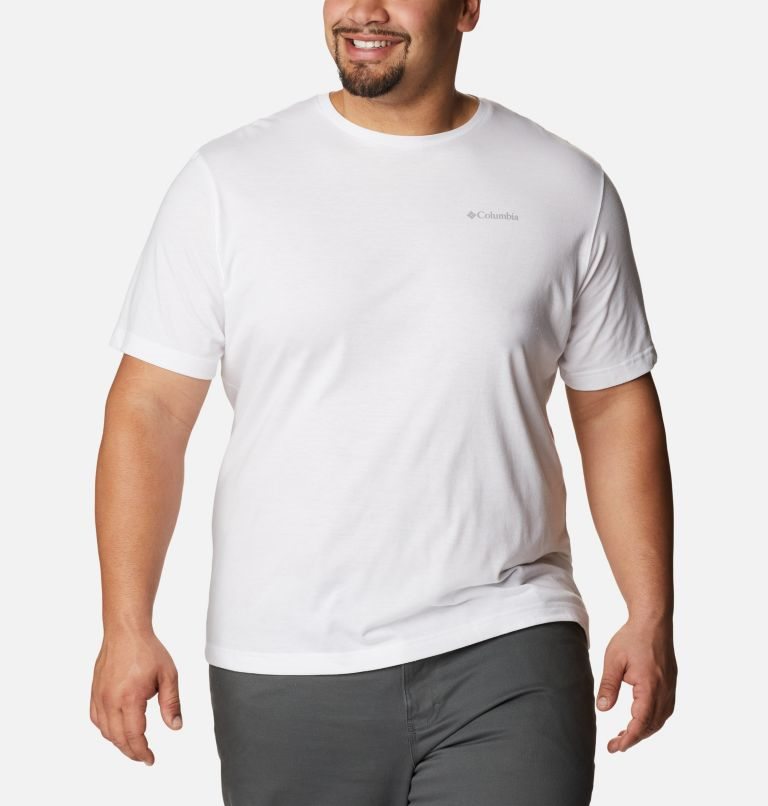Men's Columbia Thistletown Hills Short Sleeve T Shirts White | Plus Size CA-O0A31